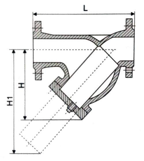 Y型法兰过滤器结构示意图